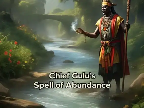 Chief Gulu performing wealthy-bestow spell - Ancient River Nile money ritual for instant wealth creation